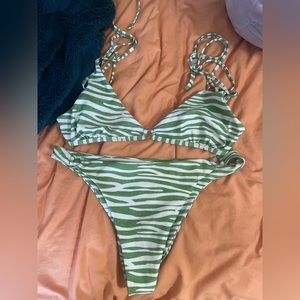 SHEIN Green Zebra Bikini